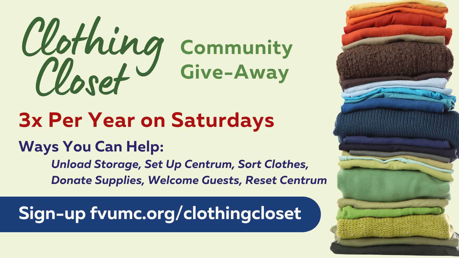 Serve as Part of our Clothing Closet Team