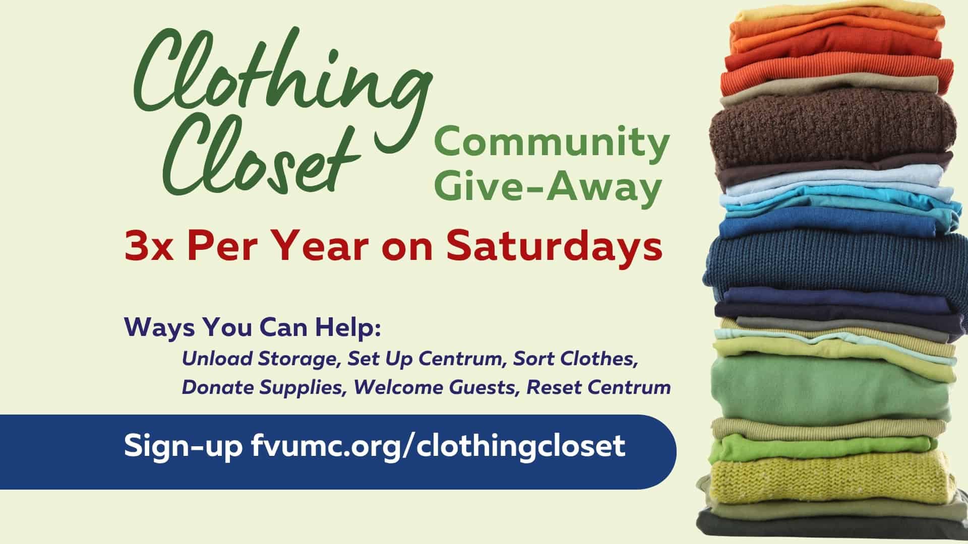 Serve as Part of our Clothing Closet Team