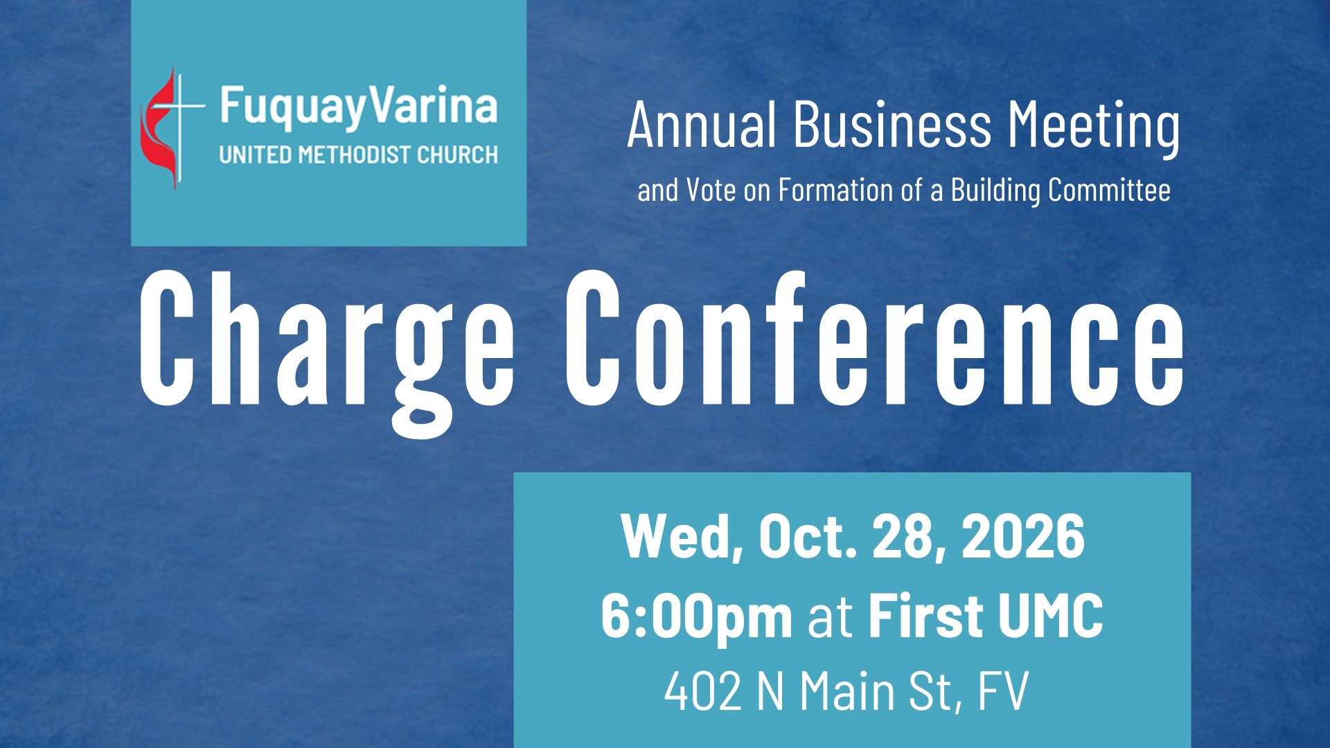 Charge Conference Set For 10/28
